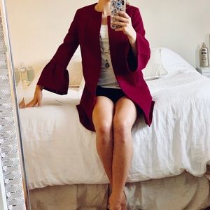 NWT Bell-Sleeved Burgundy Suit Jacket